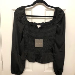 NWT- Vici Collection- Black Satin Blouse
